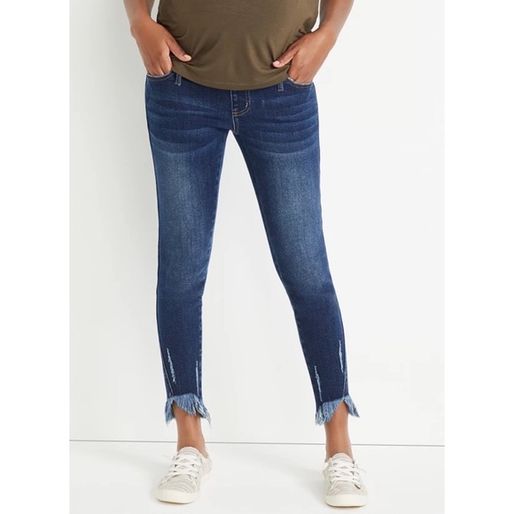 KanCan Maternity NWOT Skinny Over Bump Frayed Hem Maternity Jeans Raw Frayed Hem - Picture 3 of 12